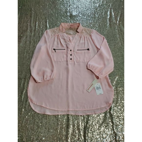 REWIND Long Sleeve Pink Blouse tunic back lace - Picture 10 of 12